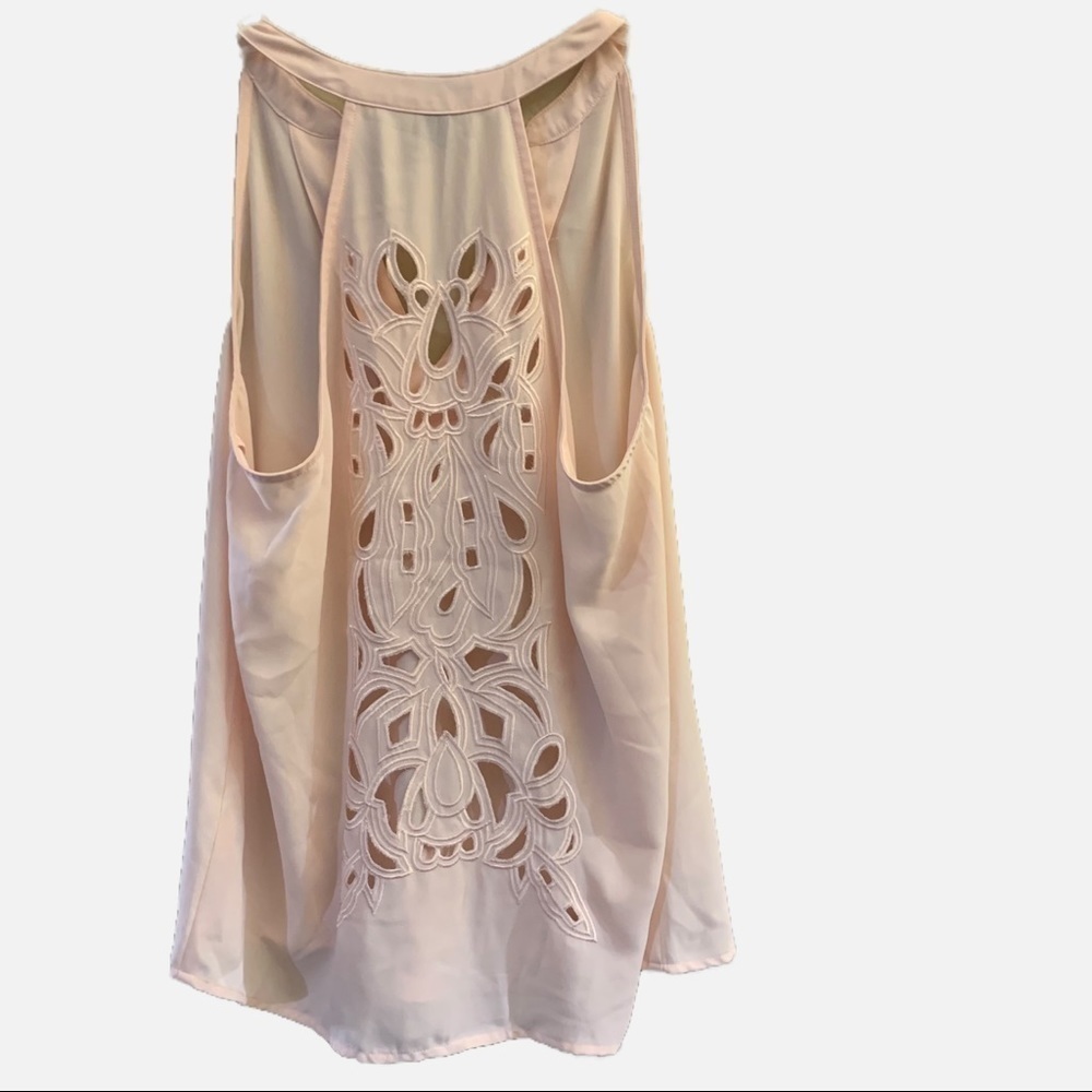 Forever 21 Sleeveless Halter Blush Pink Lace Embroidered Tank Blouse. Size Small - Picture 7 of 7